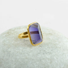 Amethyst Quartz Handmade Silver Ring - Gold Plated Ring - Bridesmaid Ring - 925 Sterling Silver Ring - Gemstone Jewelry Ring - Gift for Her