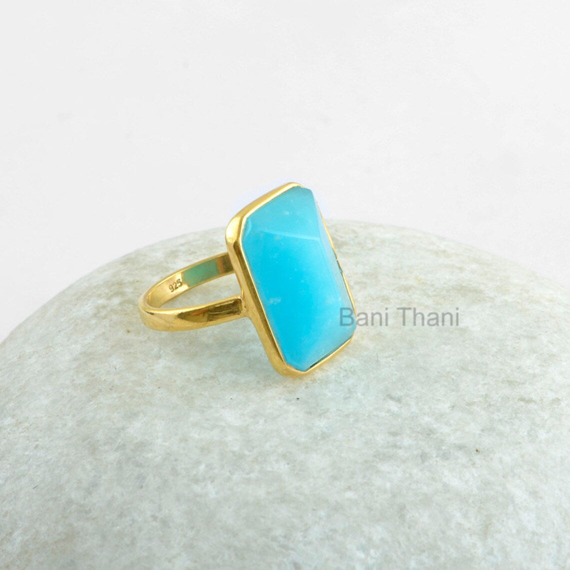 Smithsonite Gemstone Ring - 925 Sterling Silver Gold Plated Ring - Handmade Bezel Ring - Bridesmaid Jewelry - Birthstone Ring