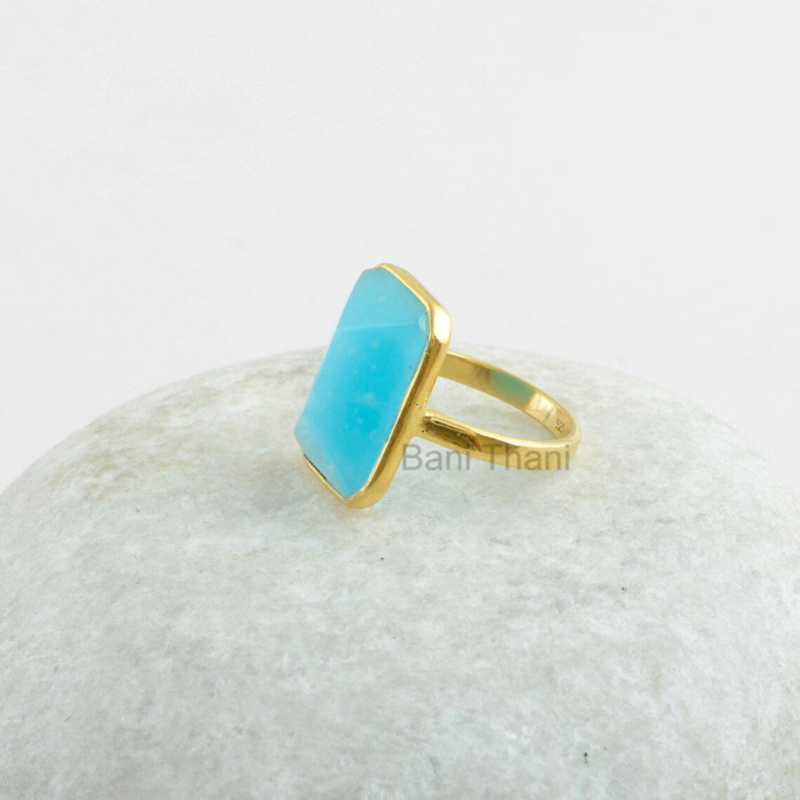 Smithsonite Gemstone Ring - 925 Sterling Silver Gold Plated Ring - Handmade Bezel Ring - Bridesmaid Jewelry - Birthstone Ring