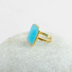 Smithsonite Gemstone Ring - 925 Sterling Silver Gold Plated Ring - Handmade Bezel Ring - Bridesmaid Jewelry - Birthstone Ring