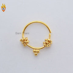 Handmade Gold Plated 925 Sterling Silver Nose Ring, Ethnic Septum Ring, Septum Jewelry, Nose Ring, Gypsy Nose Ring, Designer Ring Jewelry