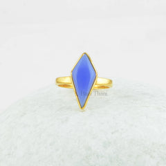 Blue Chalcedony Fancy Ring, Silver Ring, Gemstone Ring, Rose Gold Plated 925 Sterling Silver Ring, First Birthday Gift