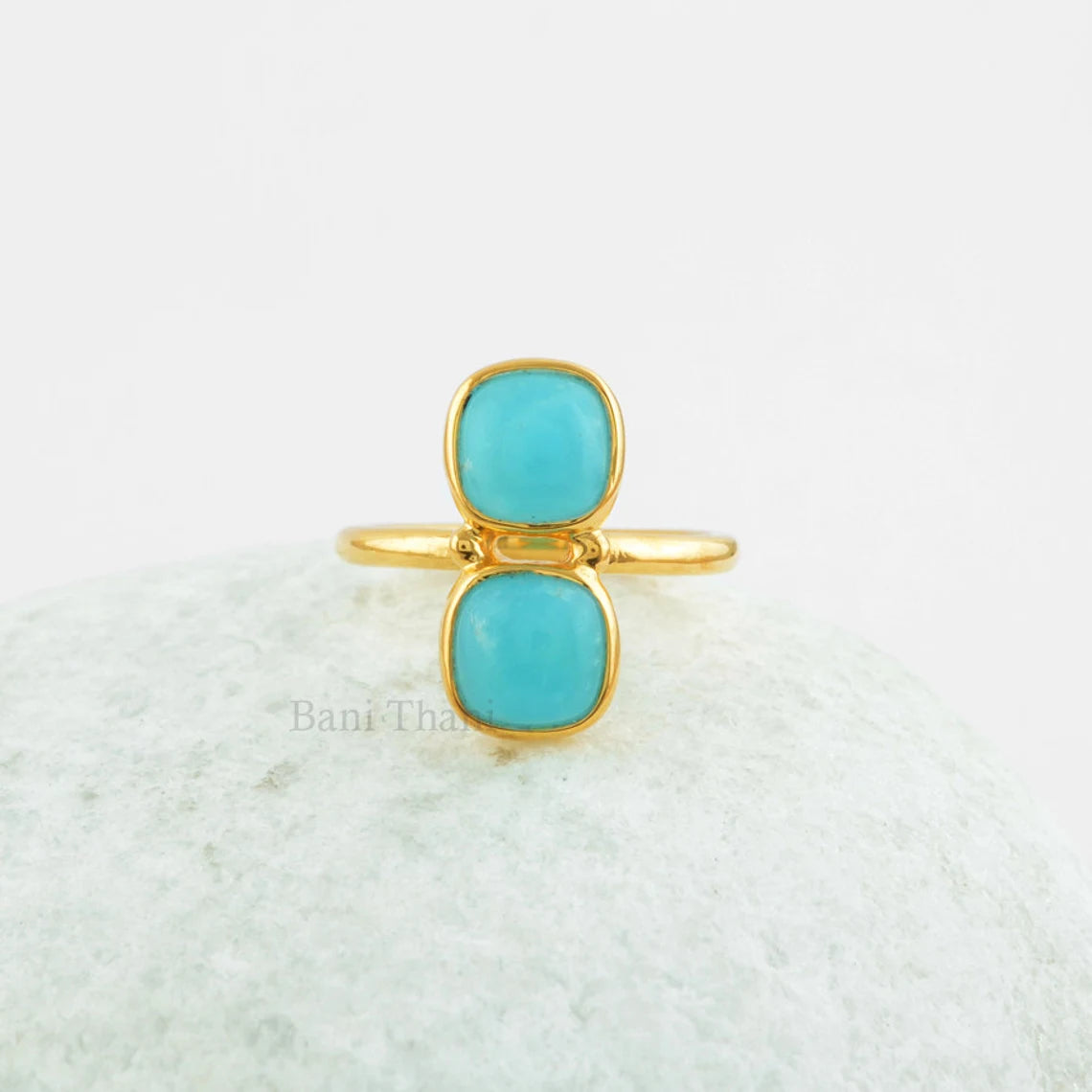 Beautiful Smithsonite Double Gemstone Ring - Gold Plated Handmade Ring - 925 Sterling Silver Ring - Delicate Ring - Bridesmaid Gift Ring