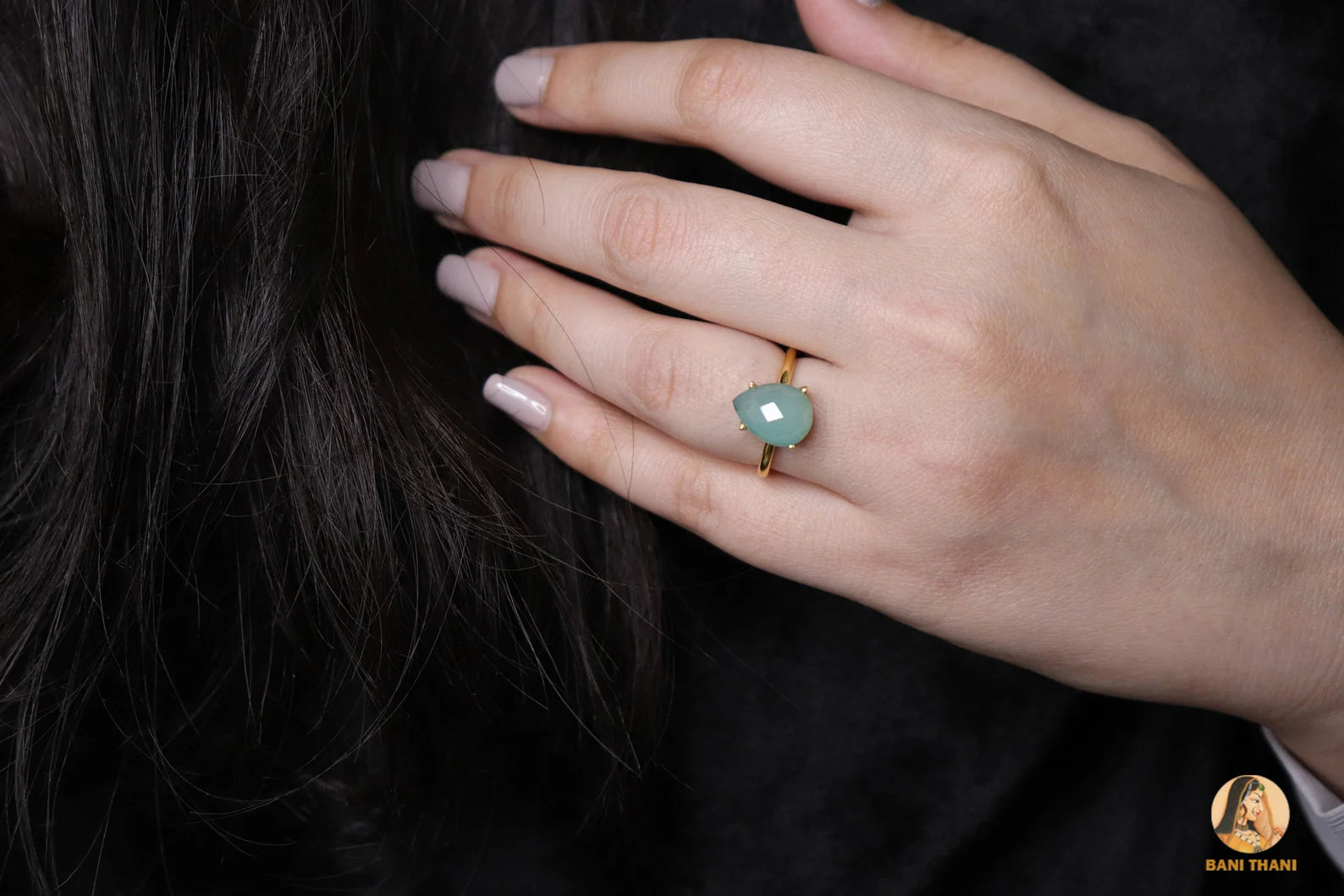 Aqua Chalcedony Ring - Sterling Silver - Prong Set Jewelry - Pear Gemstone Ring - Matching Jewelry - Gift For Summer - Jewelry For Student