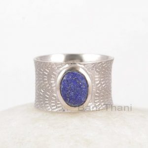 Lapis Lazuli Gemstone Spinner 925 Sterling Silver Ring, Hand Carved Spinner Ring