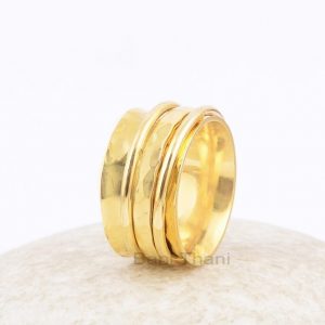 18k Gold Plated Spinner Band, Thumb Band, 925 Sterling Silver Spinner Ring