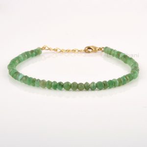 Natural Green Chrysoprase Bracelet, 3.5mm Roundel Gemstone May Birthstone Bracelet
