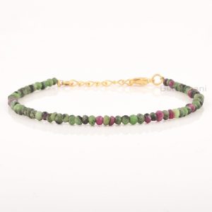 Ruby Zoisite Bracelet, Natural Stones Healing Bracelet, Adjustable Tiny Beaded Gemstone Bracelet - 8 Inches